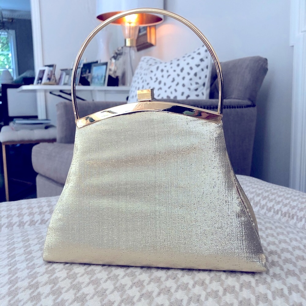 Cute shimmery gold evening bag.
